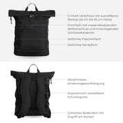 Diaper backpack Hugo - black
