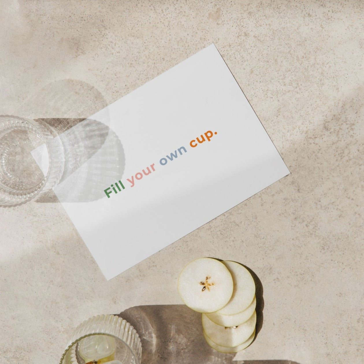 Fill your own cup Postkarte! Eltern Motivationskarte für den Alltag. Geschenk zur Geburt.